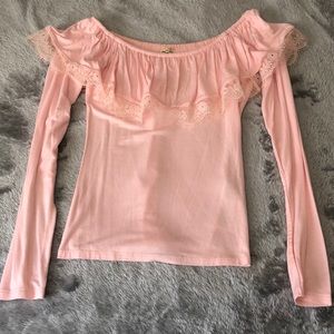 Pink off shoulder shirt!